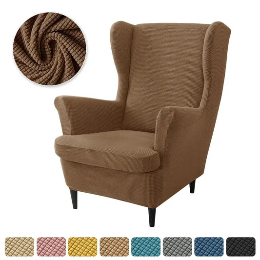 Housse de Fauteuil à Oreilles en Jacquard Brun
