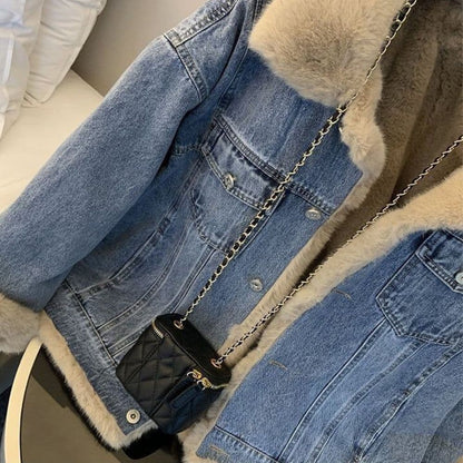 Veste en jean fourrure