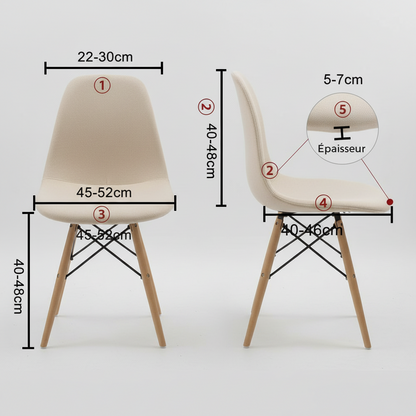 Housse de Chaise Scandinave Universelle Beige - Housse Lavable et Confortable