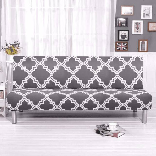 Housse Clic Clac Extensible Motif Géométrique Gris - Tissu Doux & Élastique
