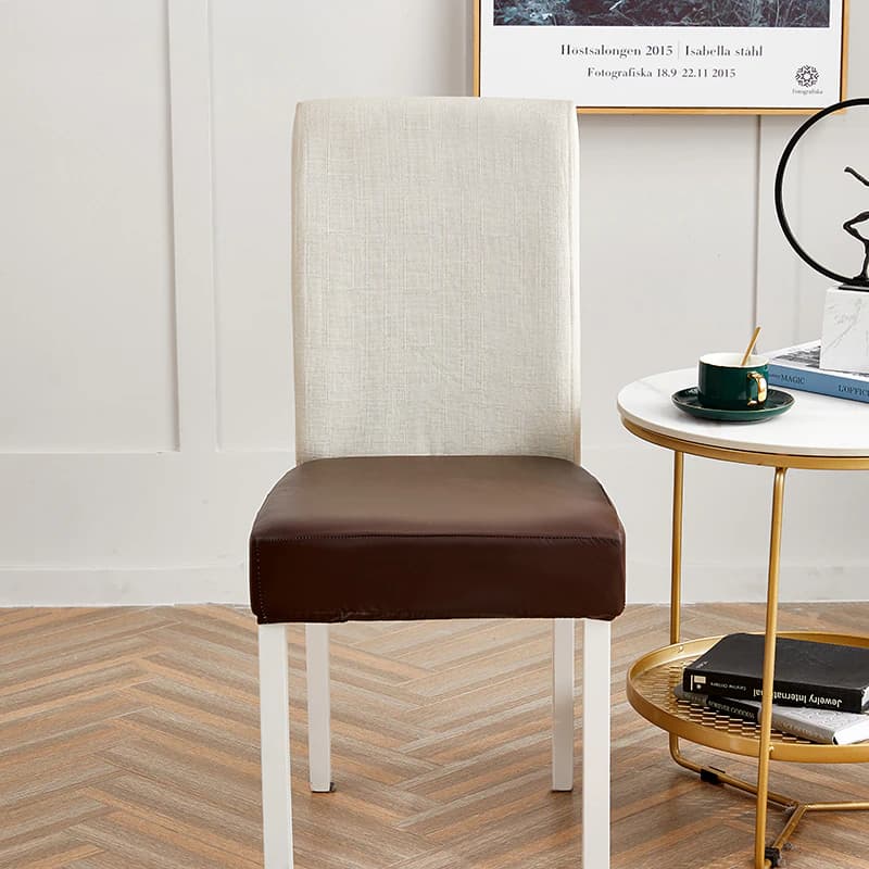 Housse Assise de Chaise - Apparence Cuir - Châtaigne
