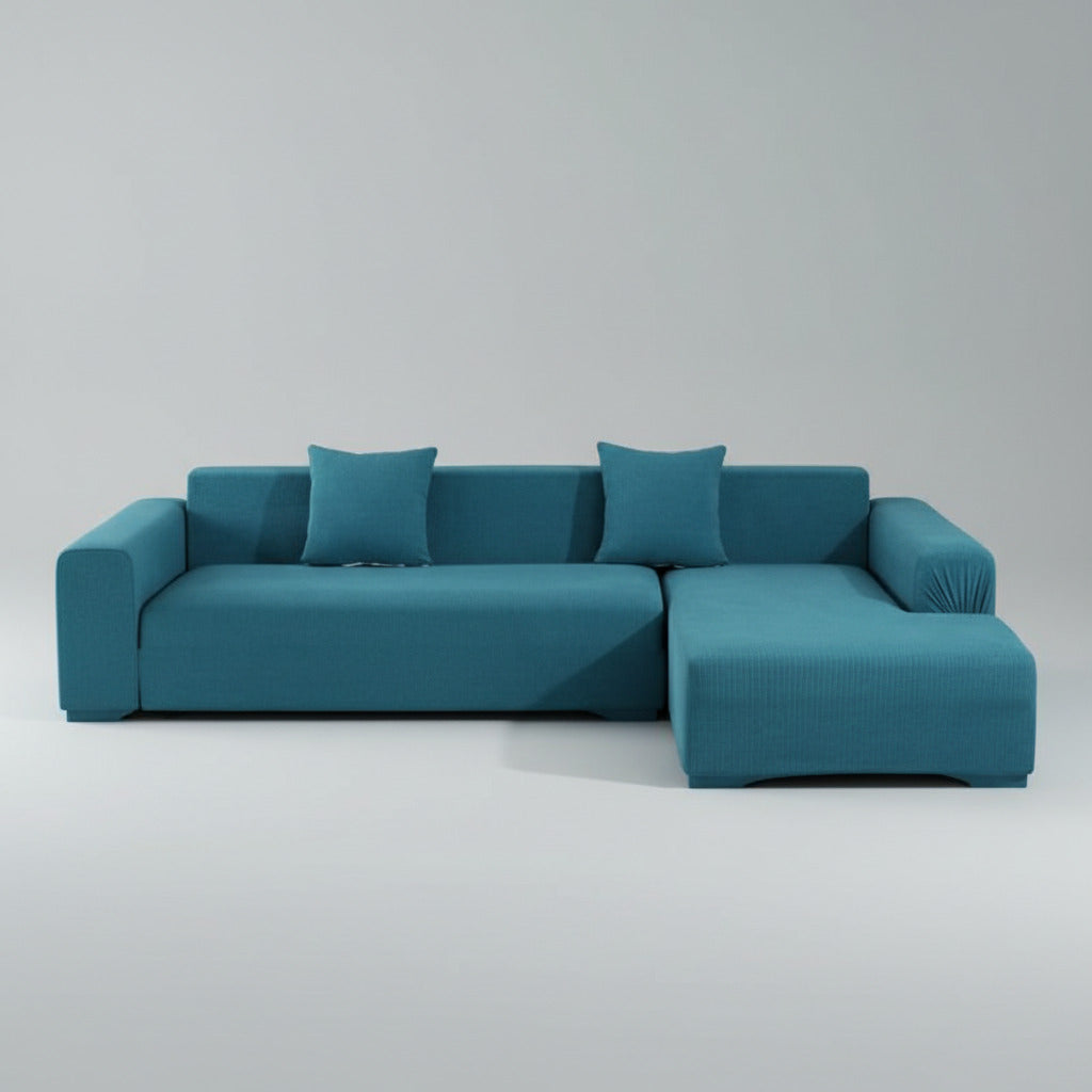 Housse canapé d'angle universelle - bleu canard