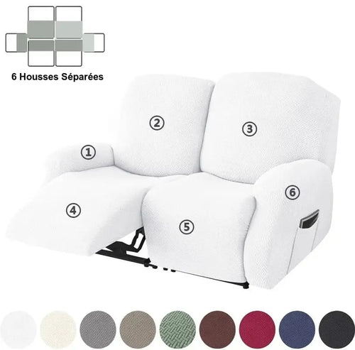 Housse de Canapé Relax 2 Places en Jacquard Premium Blanc