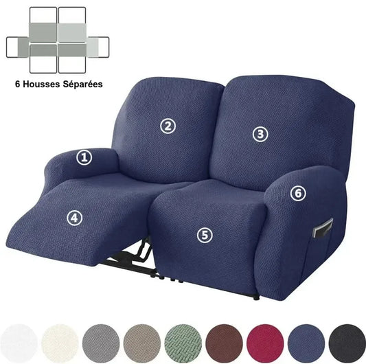 Housse de Canapé Relax 2 Places en Jacquard Premium Bleu Marine