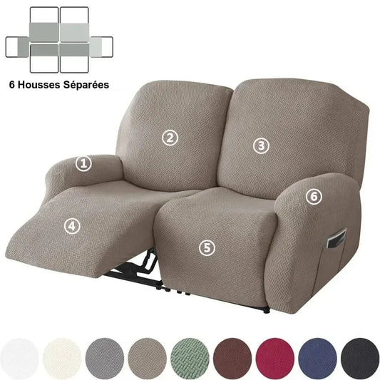Housse de Canapé Relax 2 Places en Jacquard Premium Brun Clair