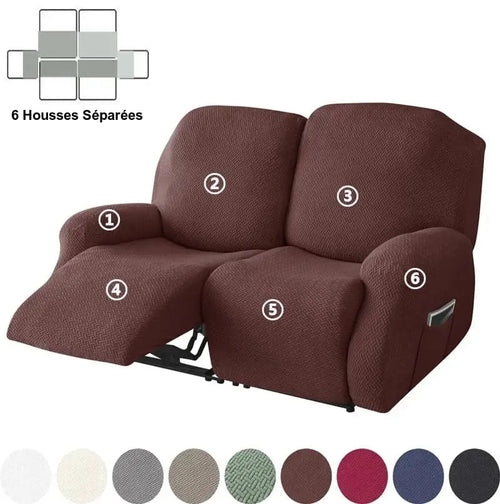Housse de Canapé Relax 2 Places en Jacquard Premium Brun