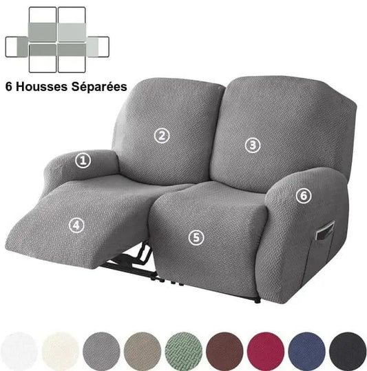 Housse de Canapé Relax 2 Places en Jacquard Premium Gris Clair