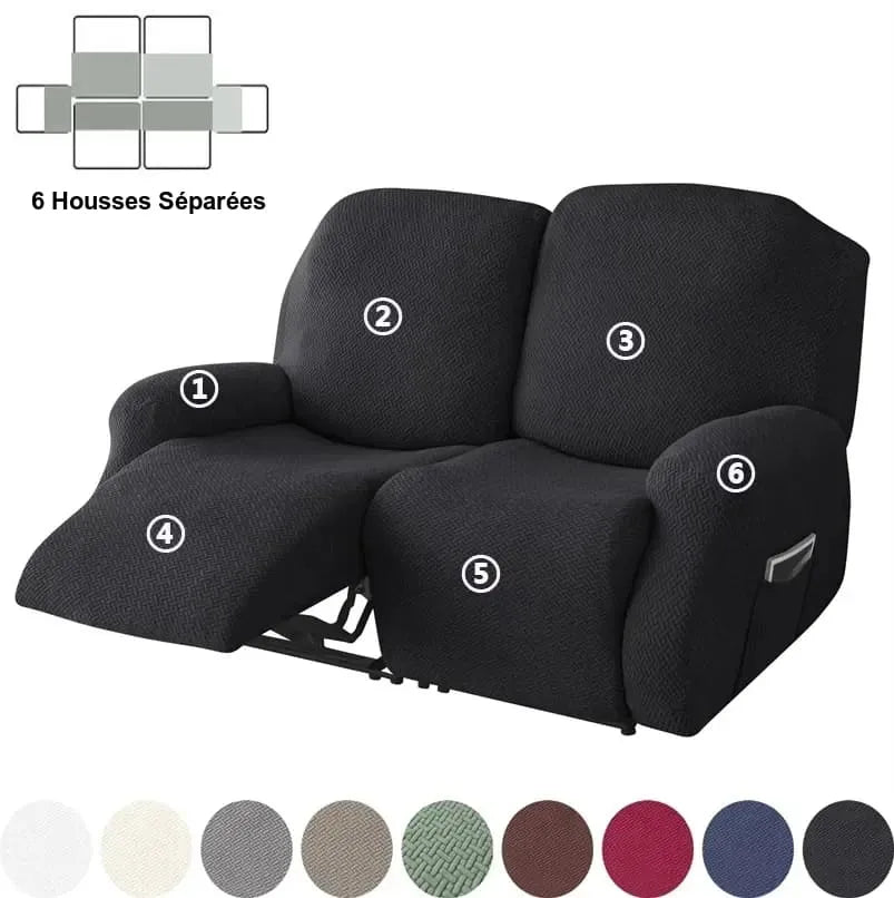 Housse de Canapé Relax 2 Places en Jacquard Premium Noir