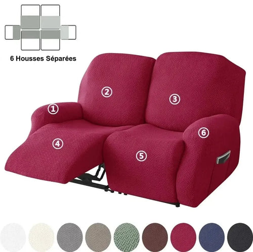 Housse de Canapé Relax 2 Places en Jacquard Premium Rouge