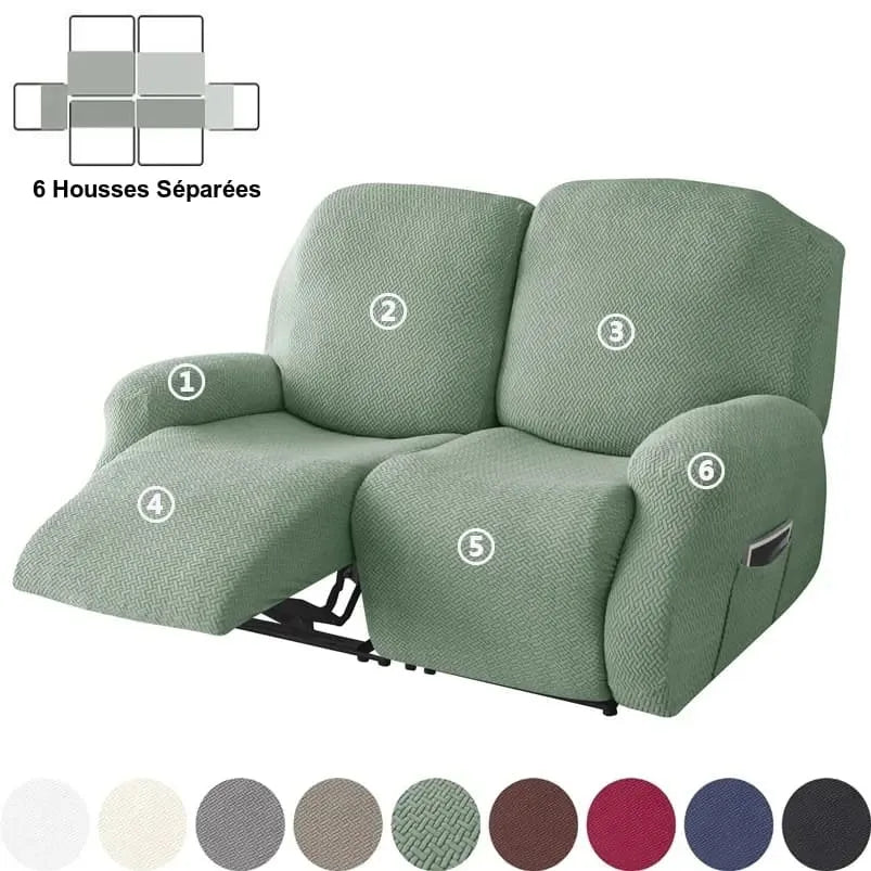 Housse de Canapé Relax 2 Places en Jacquard Premium Vert