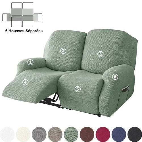 Housse de Canapé Relax 2 Places en Jacquard Premium Vert