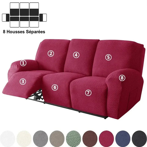 Housse de Canapé Relax 3 Places en Jacquard Premium Rouge