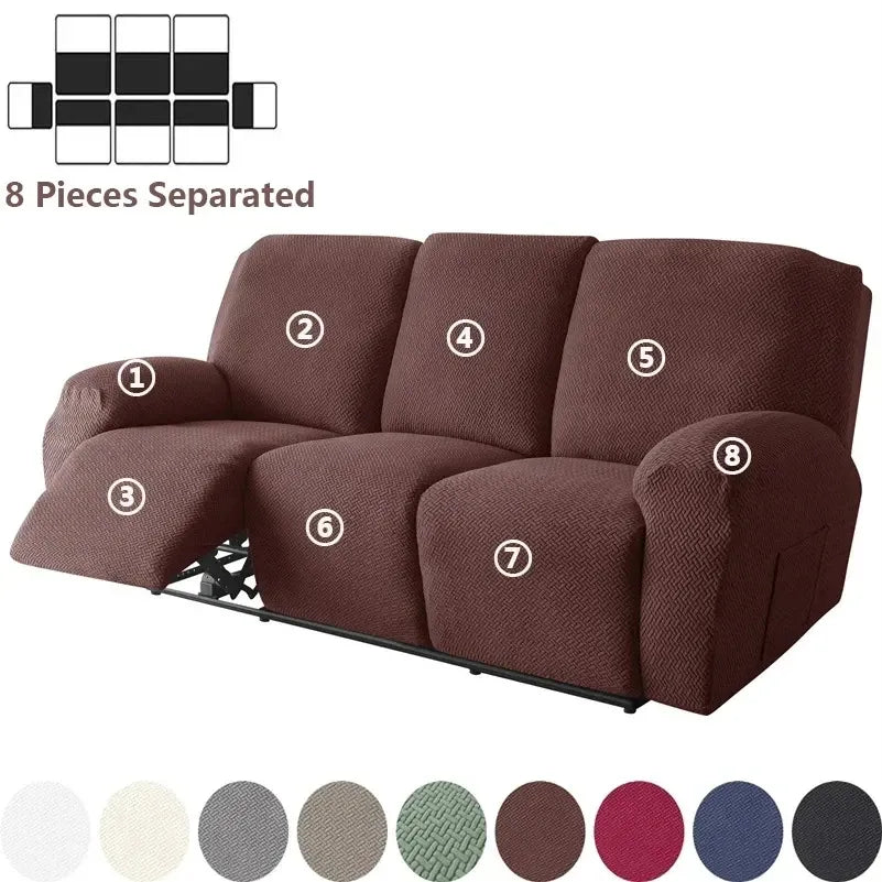 Housse de Canapé Relax 3 Places en Jacquard Premium Brun