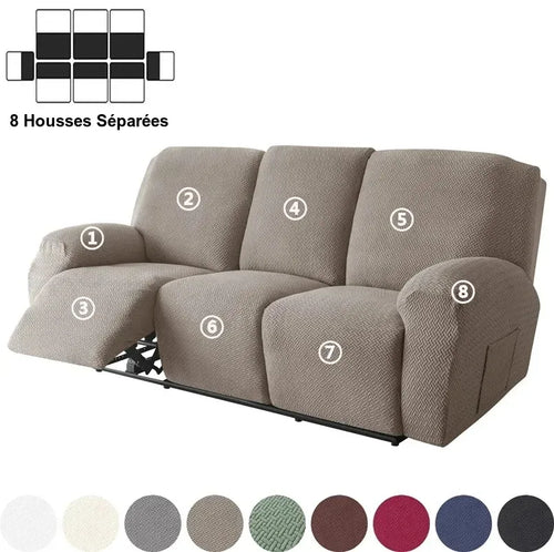 Housse de Canapé Relax 3 Places en Jacquard Premium Brun Clair