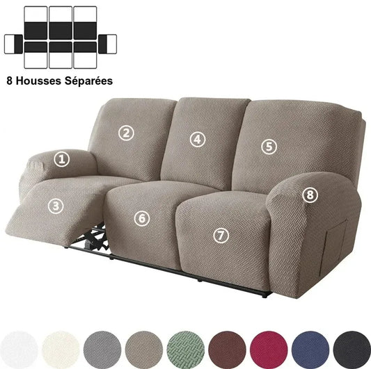 Housse de Canapé Relax 3 Places en Jacquard Premium Brun Clair