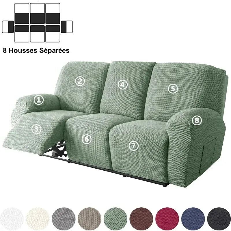 Housse de Canapé Relax 3 Places en Jacquard Premium Vert