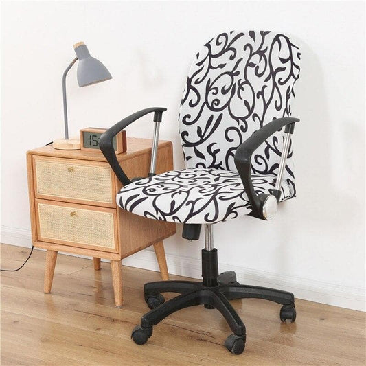 Housse Chaise de Bureau - Fleur Noir