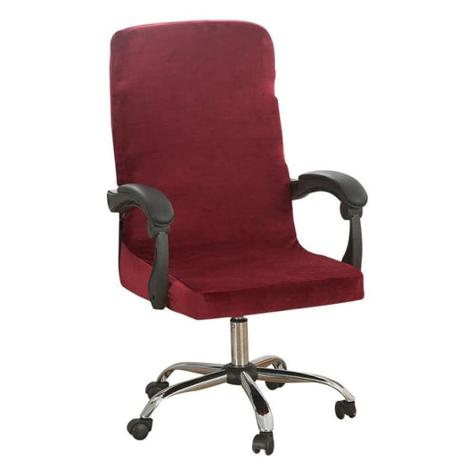 Housse Chaise de Bureau  Velours - Rouge Bordeaux