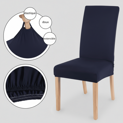 Housse de Chaise Universelle Bleu Marine - Tissu Extensible & Doux