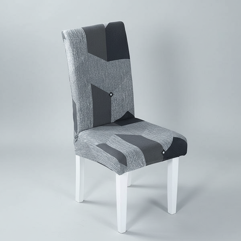 Housse de Chaise Extensible à Motifs Modernes - Style Scandinave Gris