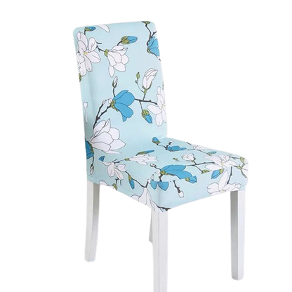 Housse de chaise <br> Fleurie Bleu