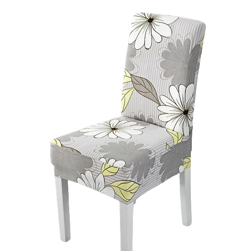 Housse de chaise <br> Fleurie Gris