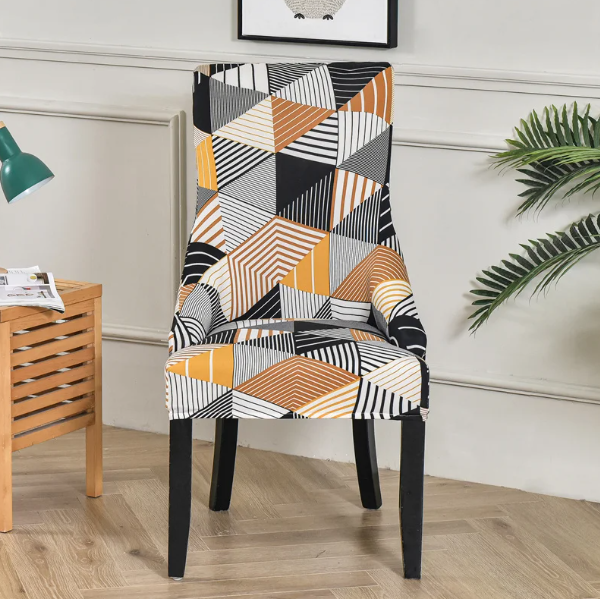 Housse de chaise Inclinée <br> Géométrique Orange