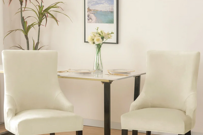 Housse de chaise Inclinée <br> Velours Blanc