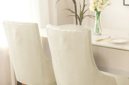 Housse de chaise Inclinée <br> Velours Blanc