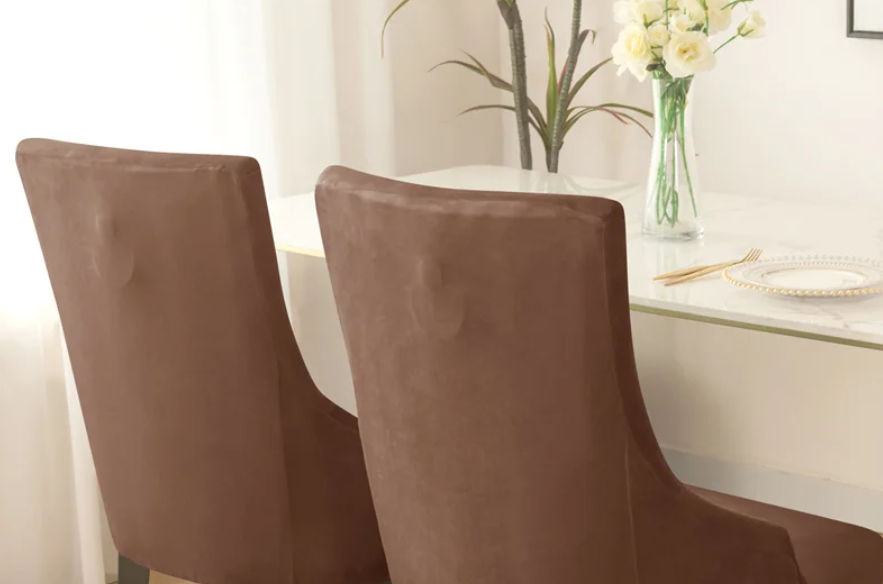 Housse de chaise <br> Inclinée Velours Marron
