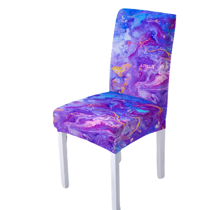 Housse de chaise <br> Marbrée Bleu Orange