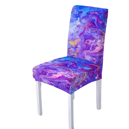 Housse de chaise <br> Marbrée Bleu Orange