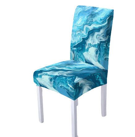 Housse de chaise <br> Marbrée Bleue