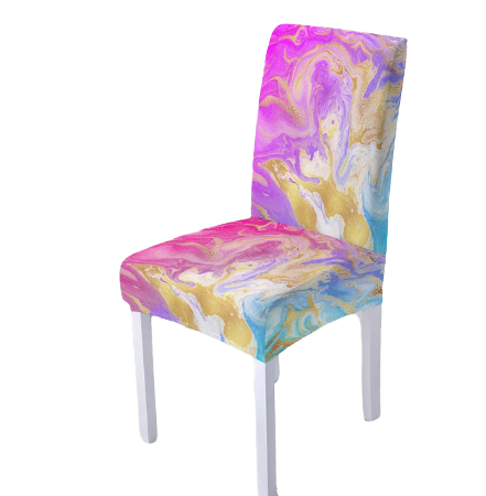 Housse de chaise <br> Marbrée Colorée Rose