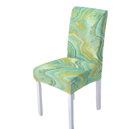 Housse de chaise <br> Marbrée Vert Jaune
