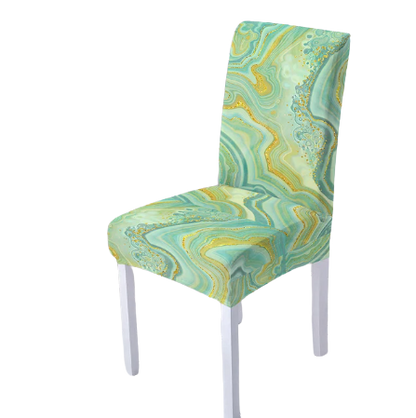 Housse de chaise <br> Marbrée Vert Jaune