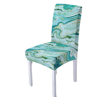 Housse de chaise <br> Marbrée Verte