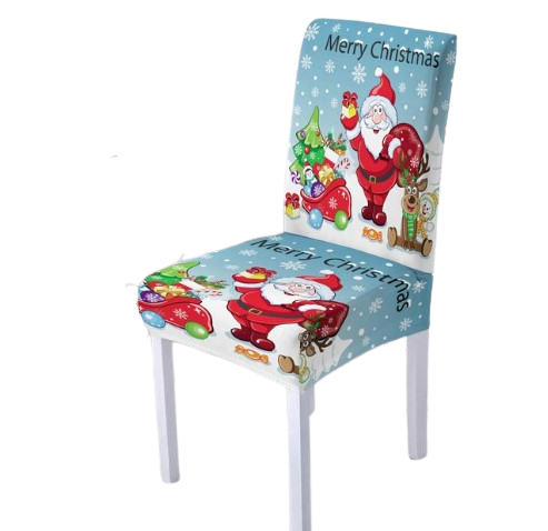 Housse de chaise <br> Merry Christmas Bleu Ciel