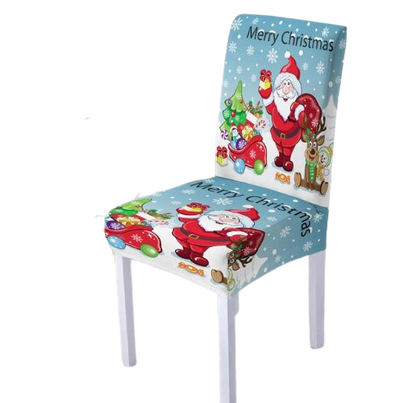 Housse de chaise <br> Merry Christmas Bleu Ciel