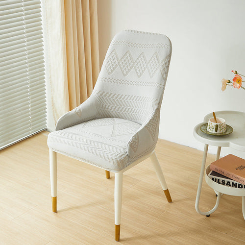 Housse chaise Scandinave avec Accoudoirs Géométrique Blanc