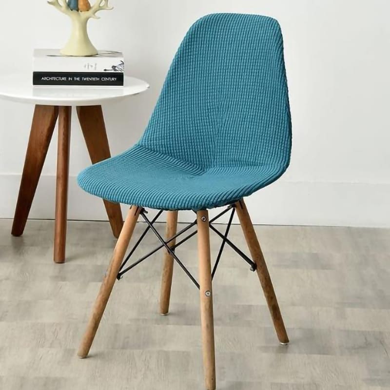 Housse chaise Scandinave <br> Côtelée Bleu Canard
