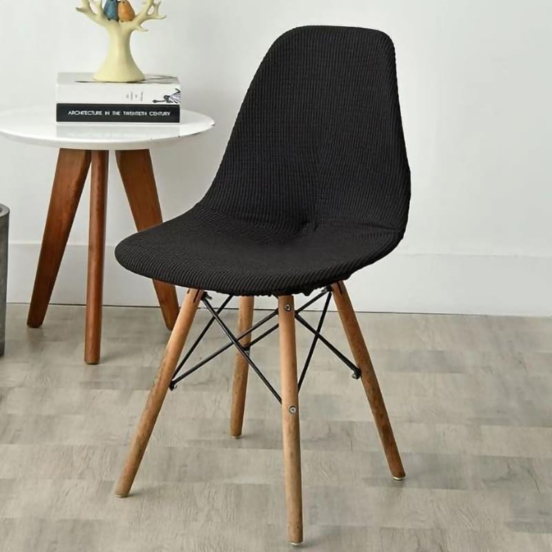 Housse chaise Scandinave <br> Côtelée Noir