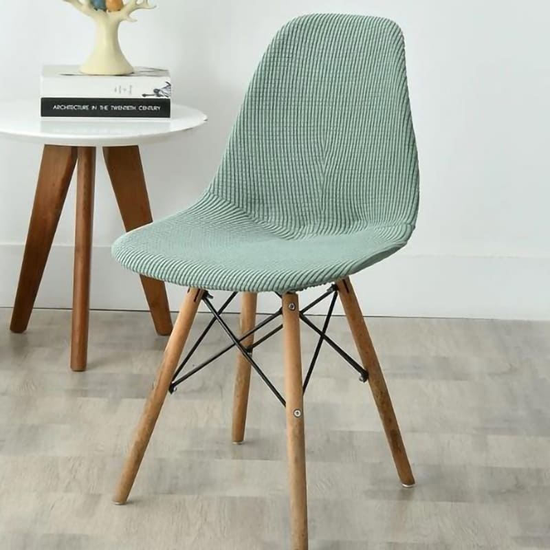 Housse chaise Scandinave <br> Côtelée Vert Sauge