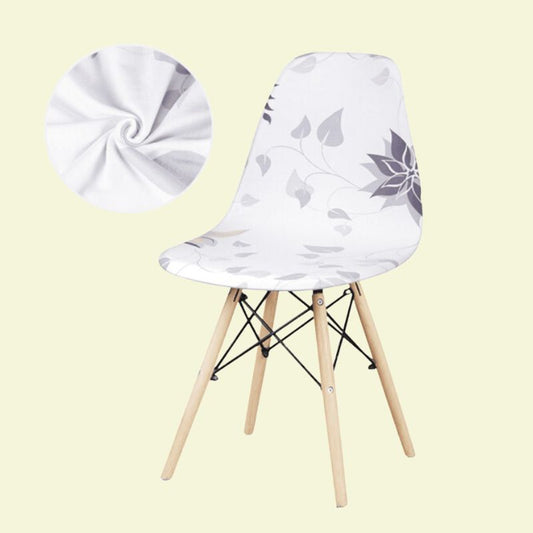 Housse chaise Scandinave <br> Fleurie (Blanc)
