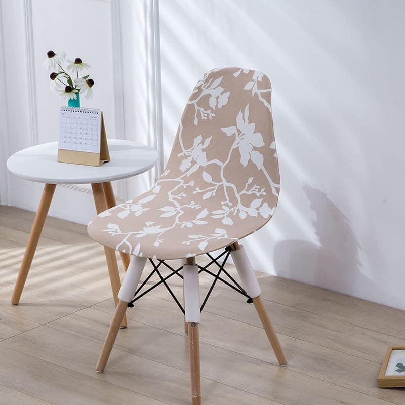 Housse chaise Scandinave <br> Fleurie (Beige)