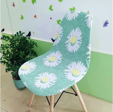 Housse chaise Scandinave <br> Fleurie Verte