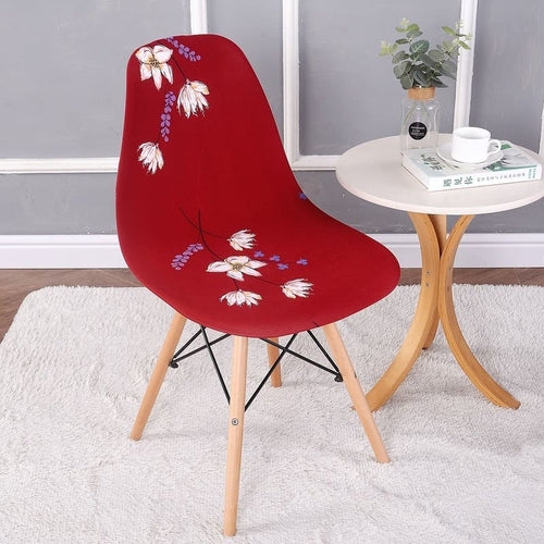 Housse chaise Scandinave <br> Florale Blanc