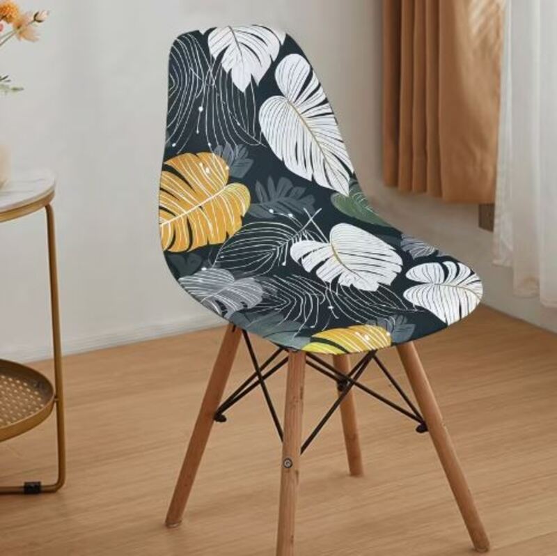 Housse chaise Scandinave <br> Monstera Anthracite