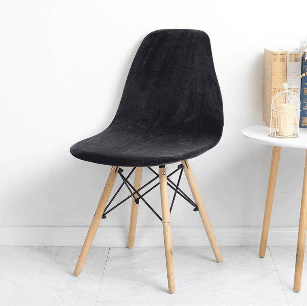 Housse Chaise Scandinave en Velours - Noir - Décoration et Rénovation