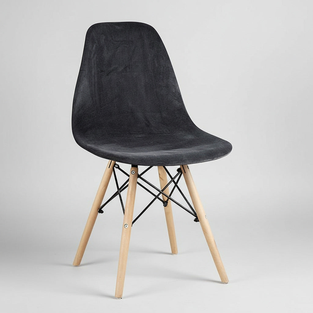 Housse Chaise Scandinave en Velours - Noir - Décoration et Rénovation